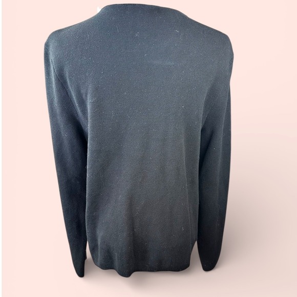 LAUREN Ralph Lauren VTGE Black Double Breasted Knit Collar Cardigan Sweater LGE - Picture 5 of 13